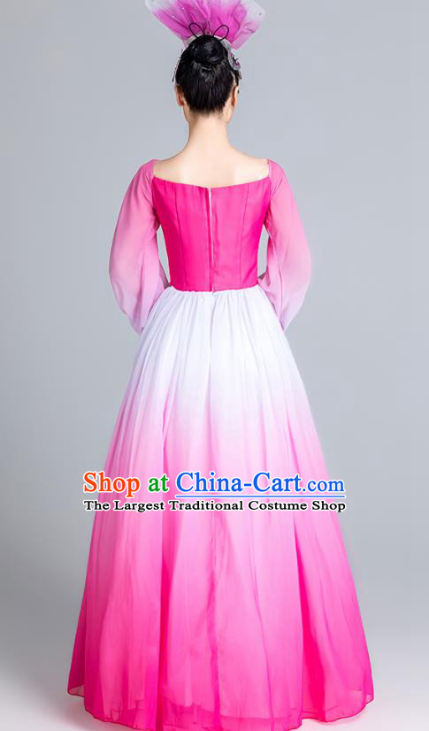 China Modern Dance Stage Performance Clothing Opening Dance Pink Dress Flowers Dance Costume