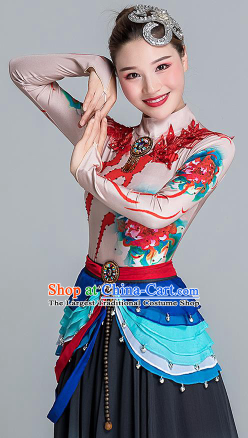 China Female Group Dance Stage Performance Costume Classical Dance Clothing Flying Dance Green Dress