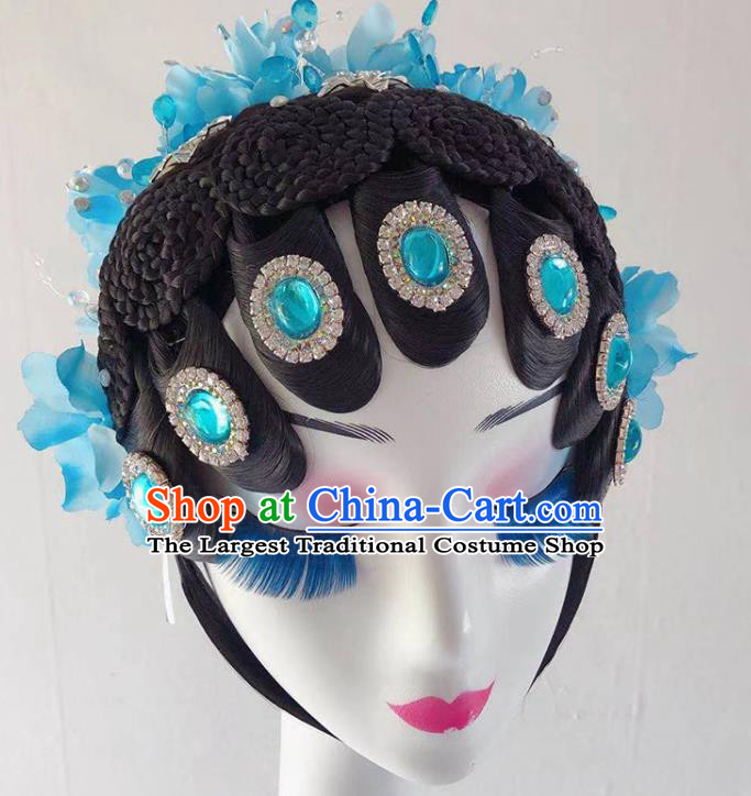 China Traditional Beijing Opera Diva Wigs Classical Dance Hair Accessories Stage Performance Headwear