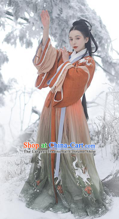 China Traditional Jin Dynasty Court Beauty Historical Clothing Ancient Royal Princess Hanfu Dress Garment for Women