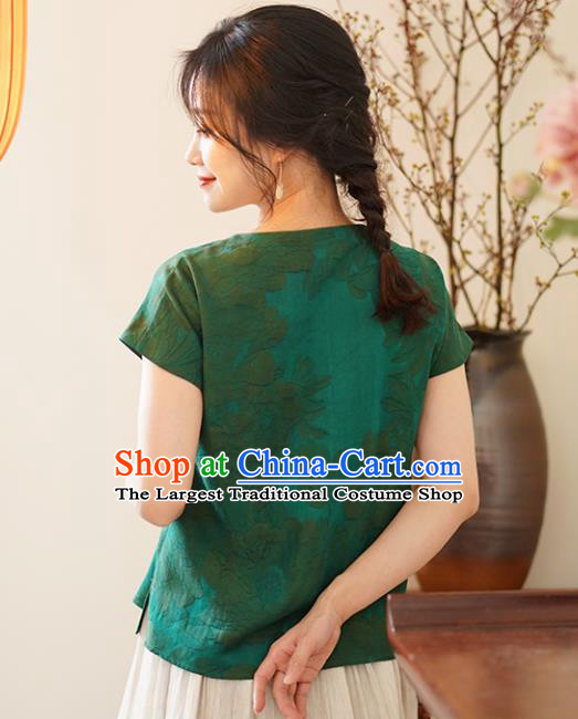China Tang Suit Shirt National Women Clothing Classical Jacquard Green Silk BlouseChina Tang Suit Shirt National Women Clothing Classical Jacquard Green Silk Blouse