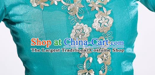 Indian Stage Performance Costumes Court Dance Blue Blouse and Skirt Asian India Traditional Embroidered Lehenga Clothing