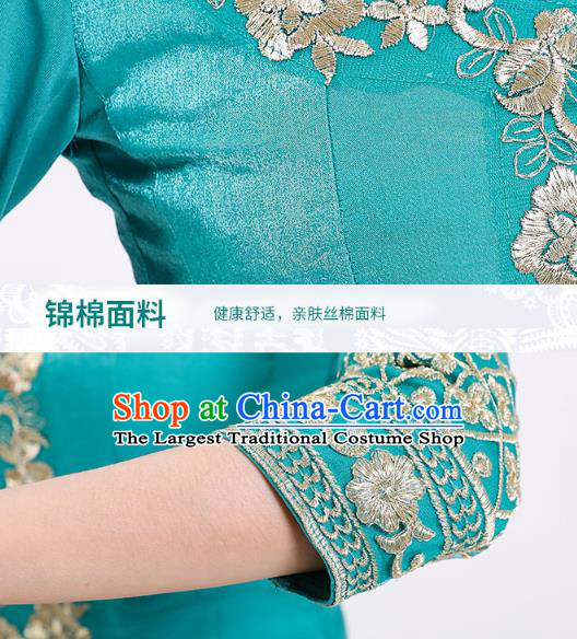 Indian Stage Performance Costumes Court Dance Blue Blouse and Skirt Asian India Traditional Embroidered Lehenga Clothing