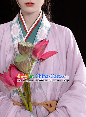 China Ancient Patrician Lady Lilac Hanfu Dress Traditional Jin Dynasty Royal Princess Historical Costumes