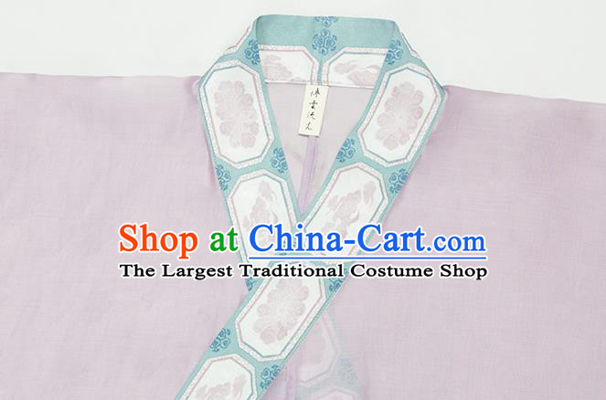 China Ancient Patrician Lady Lilac Hanfu Dress Traditional Jin Dynasty Royal Princess Historical Costumes