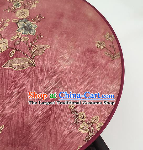 China Classical Wedding Fan Handmade Circular Fan Printing Flowers Red Silk Fan