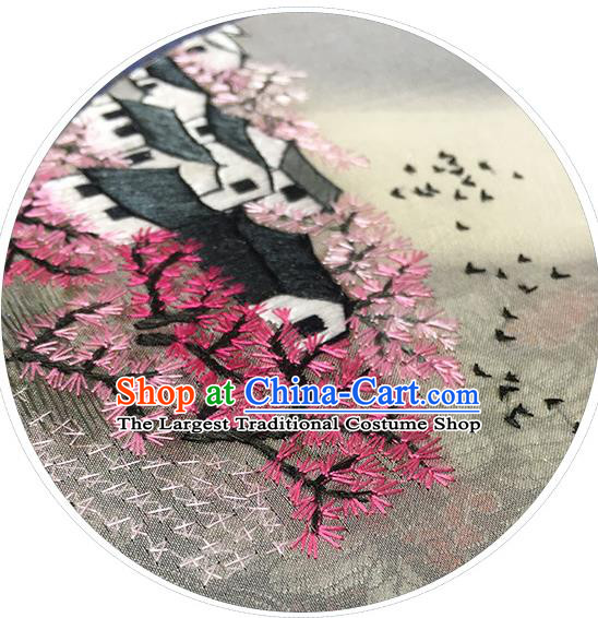 China Handmade Circular Fan Traditional Embroidered Palace Fan Classical Dance Silk Fan