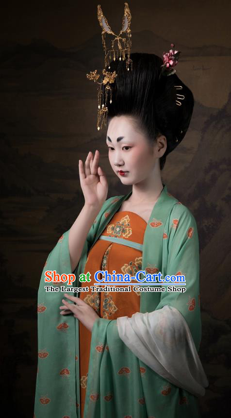 China Ancient Imperial Consort Hanfu Costumes Traditional Tang Dynasty Court Beauty Historical Clothing