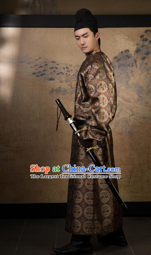 China Ancient Swordsman Hanfu Costume Traditional Tang Dynasty Chivalrous Male Clothing