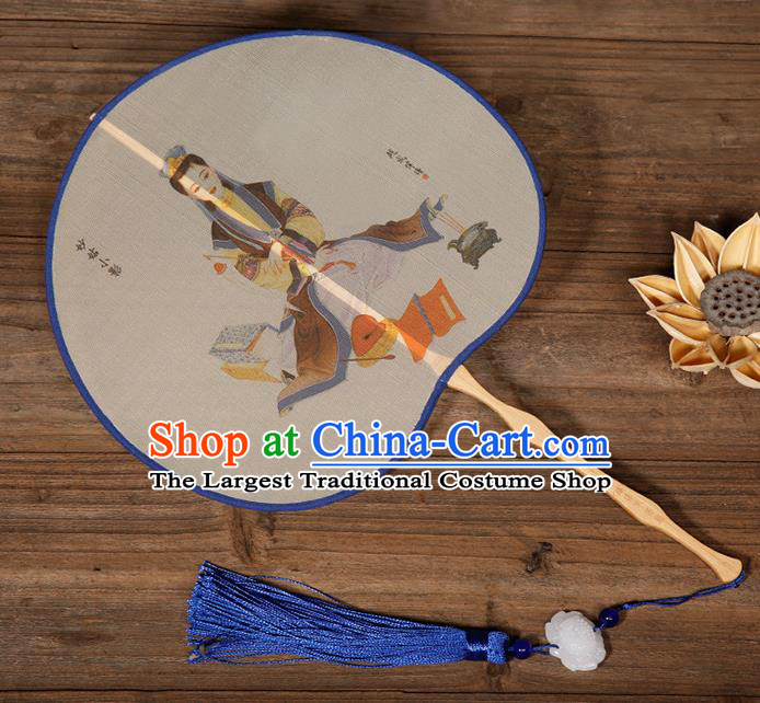 China Handmade Silk Fan Traditional Printing Taoist Nun Palace Fan Classical Dance Hanfu Fan