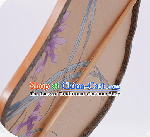 China Traditional Song Dynasty Princess Fan Classical Orchids Pattern Silk Fan Handmade Palace Fan