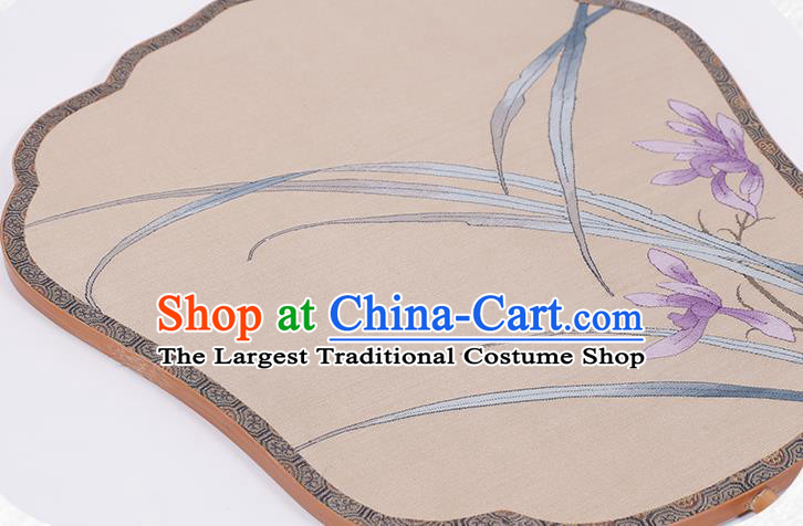 China Traditional Song Dynasty Princess Fan Classical Orchids Pattern Silk Fan Handmade Palace Fan