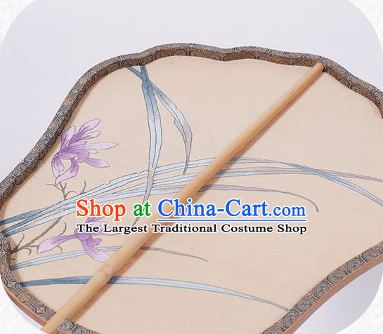 China Traditional Song Dynasty Princess Fan Classical Orchids Pattern Silk Fan Handmade Palace Fan