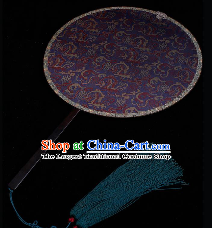China Classical Dance Palace Fan Traditional Purple Silk Fan Handmade Hanfu Circular Fan