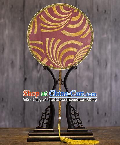 China Traditional Tang Dynasty Hanfu Fan Handmade Palace Fan Classical Dance Red Silk Circular Fan