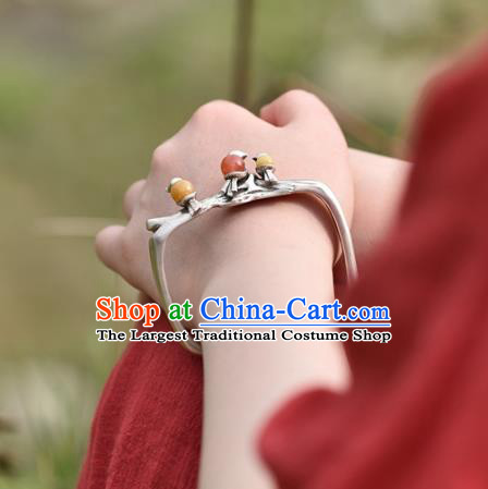 Chinese Traditional Silver Birds Wristlet Accessories National Cheongsam Bracelet