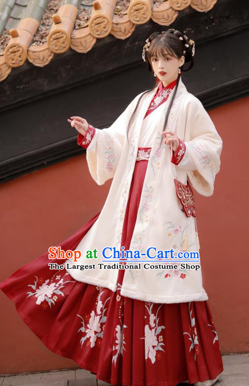 China Ancient Hanfu Garment Traditional Song Dynasty Young Beauty Embroidered Costumes Complete Set