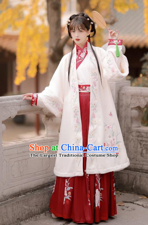 China Ancient Hanfu Garment Traditional Song Dynasty Young Beauty Embroidered Costumes Complete Set