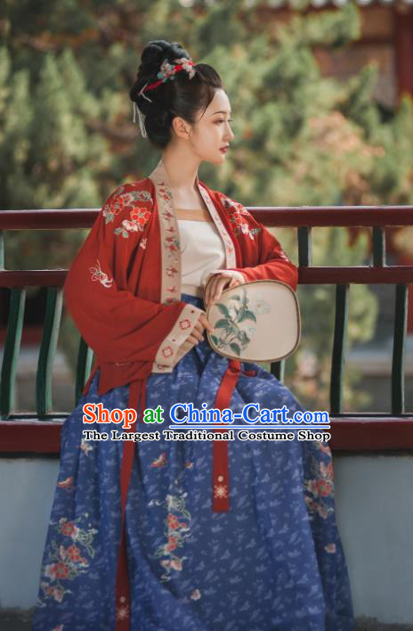 China Traditional Song Dynasty Imperial Concubine Embroidered Clothing Ancient Court Woman Hanfu Garment