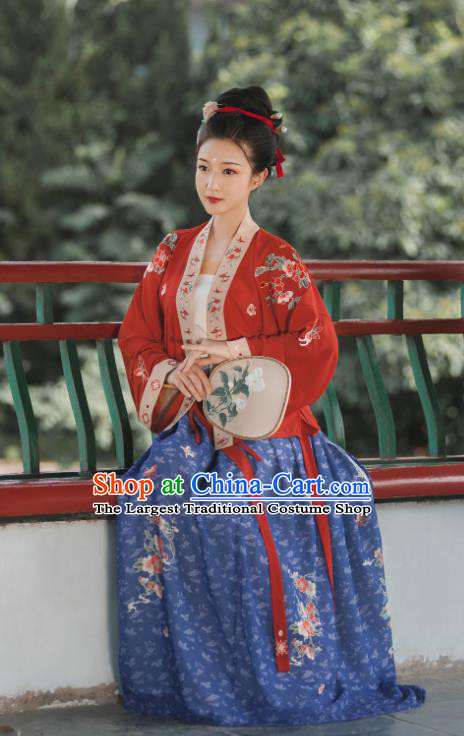 China Traditional Song Dynasty Imperial Concubine Embroidered Clothing Ancient Court Woman Hanfu Garment