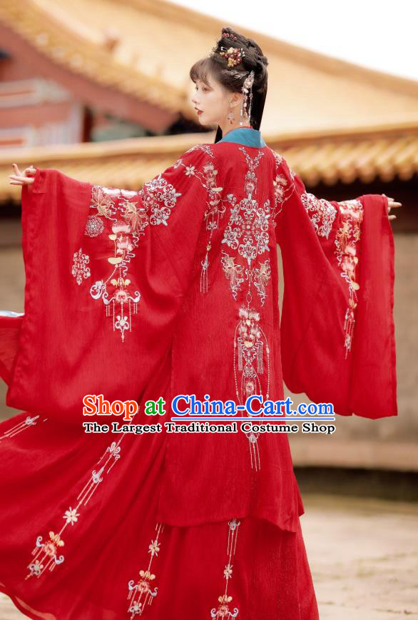 China Traditional Tang Dynasty Wedding Costumes Ancient Princess Red Hanfu Dress Clothing