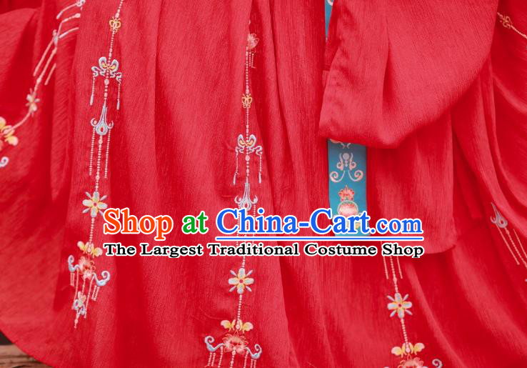China Traditional Tang Dynasty Wedding Costumes Ancient Princess Red Hanfu Dress Clothing
