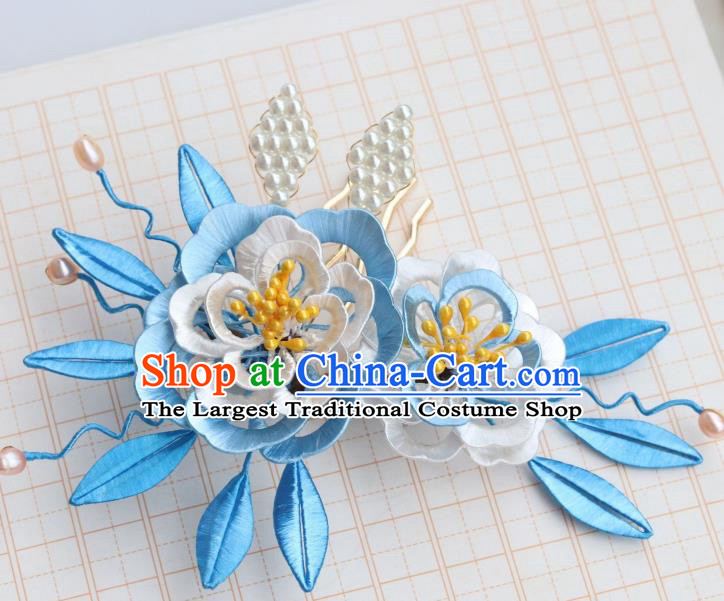 Chinese Handmade Peony Flowers Hair Comb Ancient Ming Dynasty Palace Princess Hairpin