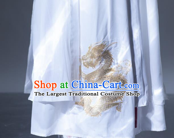 China Ancient Swordswoman White Hanfu Dress Clothing Traditional Jin Dynasty Princess Historical Costumes and Hat