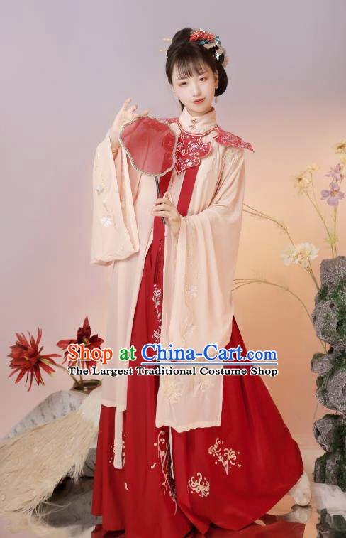 China Ancient Patrician Lady Hanfu Dress Clothing Traditional Ming Dynasty Princess Historical Costumes Full Set