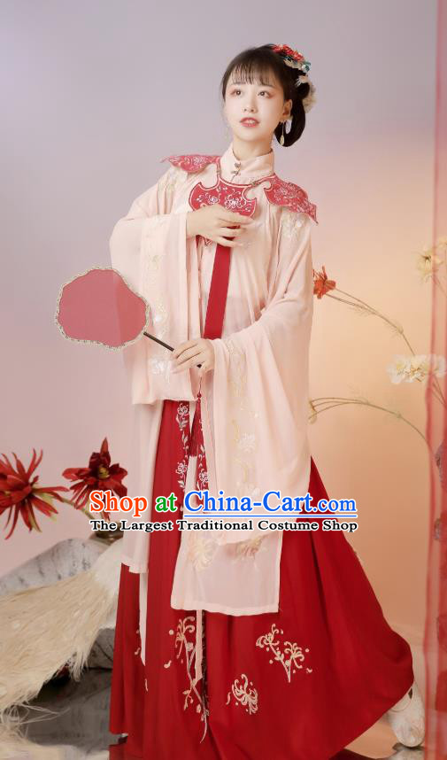 China Ancient Patrician Lady Hanfu Dress Clothing Traditional Ming Dynasty Princess Historical Costumes Full Set