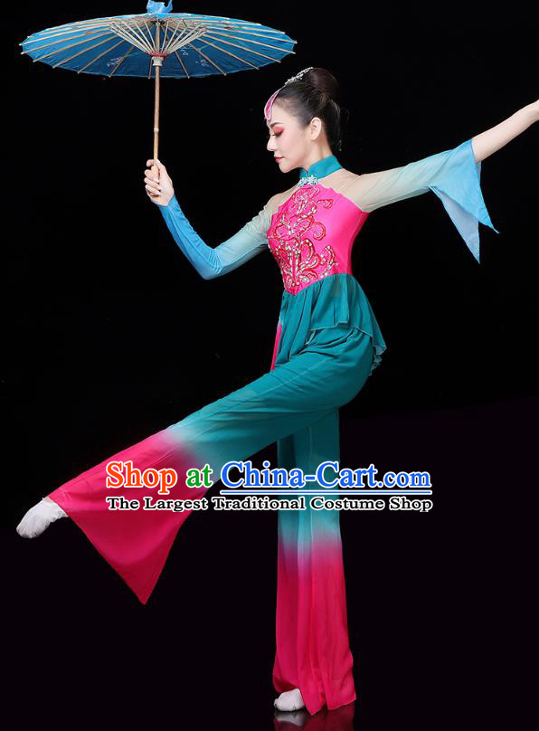 China Traditional Folk Dance Stage Performance Outfits Umbrella Dance Yangko Dance Clothing
