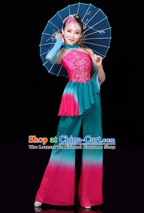 China Traditional Folk Dance Stage Performance Outfits Umbrella Dance Yangko Dance Clothing
