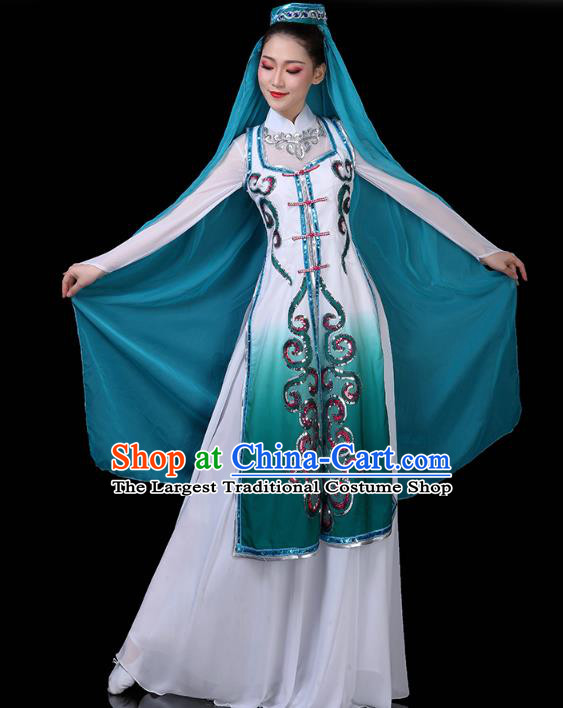 Chinese Ningxia Ethnic Woman Dress Traditional Hui Nationality Folk Dance Costume