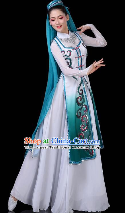 Chinese Ningxia Ethnic Woman Dress Traditional Hui Nationality Folk Dance Costume