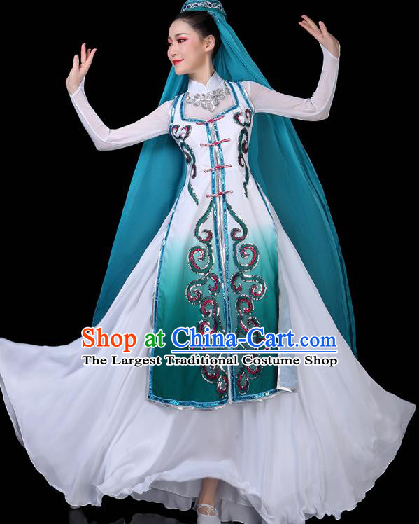 Chinese Ningxia Ethnic Woman Dress Traditional Hui Nationality Folk Dance Costume