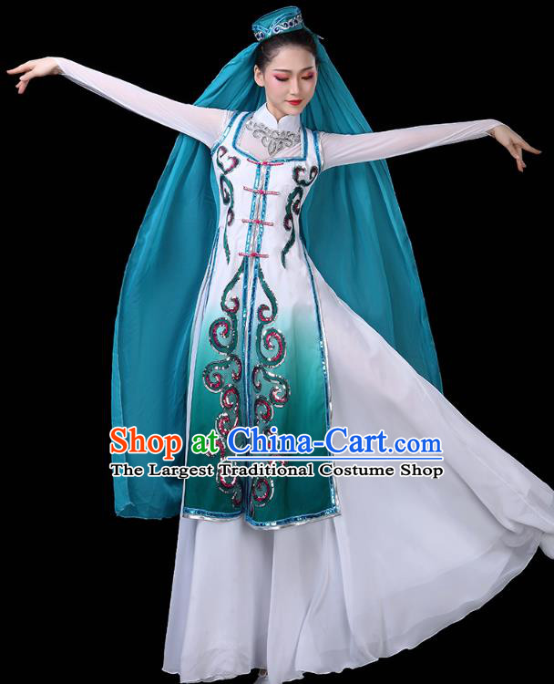 Chinese Ningxia Ethnic Woman Dress Traditional Hui Nationality Folk Dance Costume