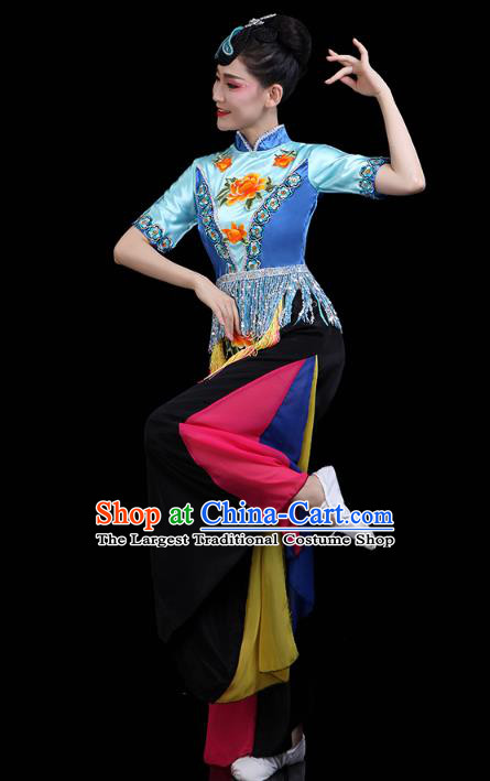 China Traditional Fan Dance Stage Performance Outfits Folk Dance Yangko Dance Clothing