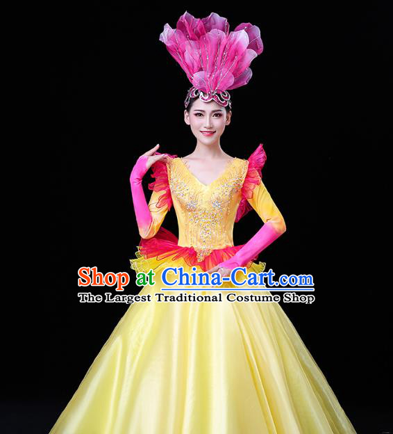 China Spring Festival Gala Opening Dance Yellow Dress Modern Dance Flower Dance Clothing