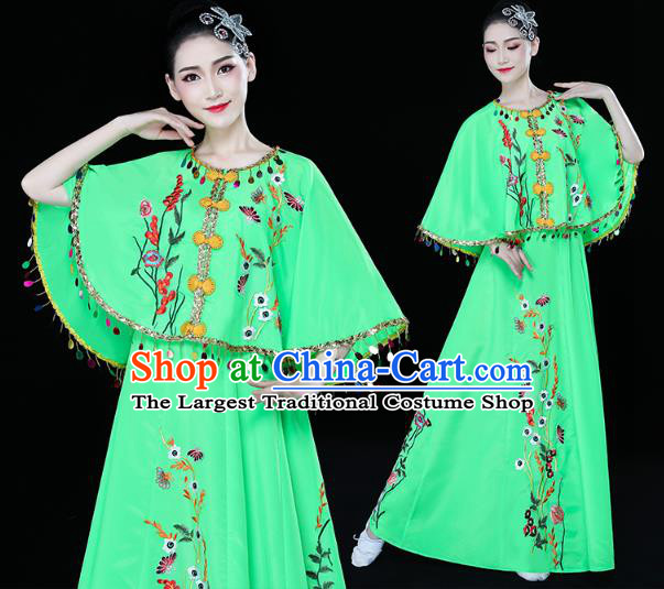 Chinese Traditional Dai Nationality Folk Dance Embroidered Costume Yunnan Ethnic Stage Performance Green Dress