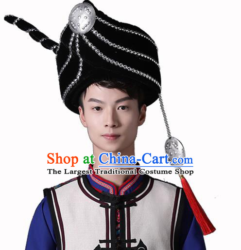 China Yi Nationality Male Headwear Traditional Ethnic Festival Falk Dance Hat