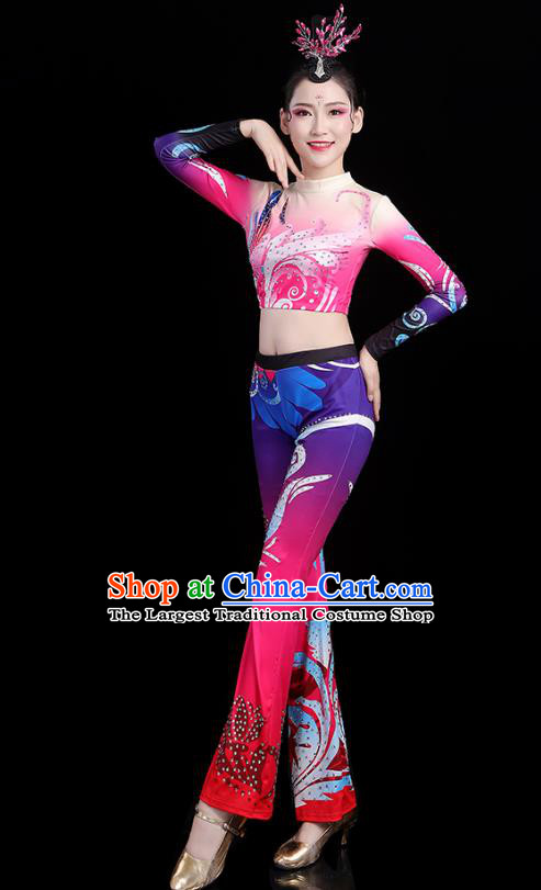 China Group Dance Costume Cheerleading Girl Outfits Aerobics Bodybuilding Competition Clothing