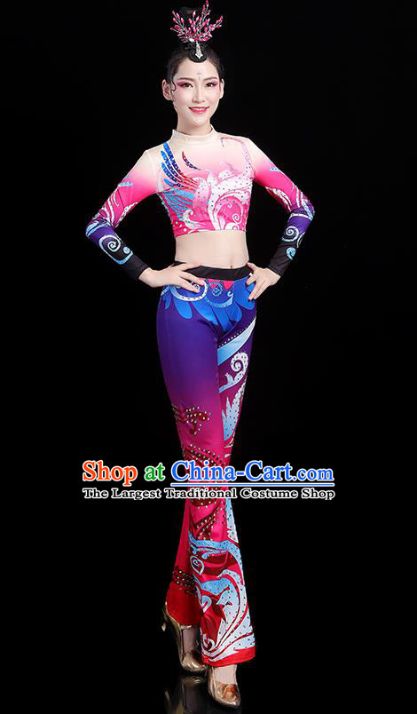 China Group Dance Costume Cheerleading Girl Outfits Aerobics Bodybuilding Competition Clothing