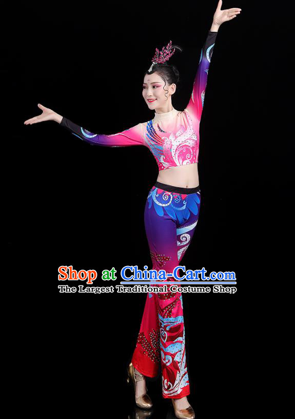 China Group Dance Costume Cheerleading Girl Outfits Aerobics Bodybuilding Competition Clothing