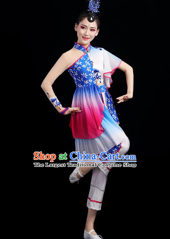 China Tea Picking Dance Outfits Folk Dance Clothing Traditional Stage Performance Costume