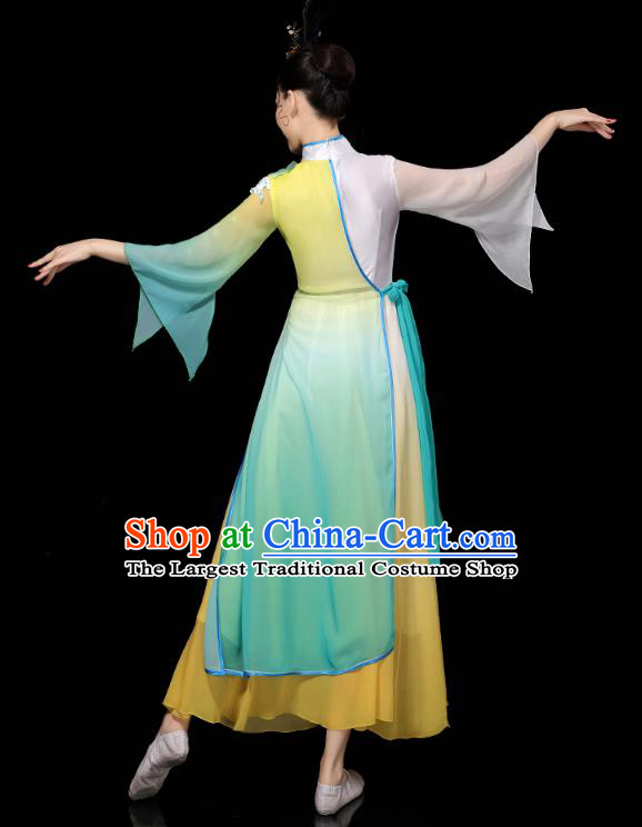 Chinese Classical Dance Green Dress Traditional Stage Performance Costume Group Dance Clothing
