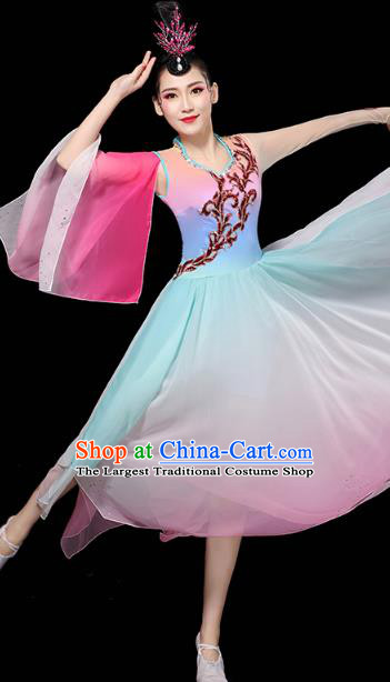 Chinese Group Dance Clothing Classical Dance Dress Traditional Umbrella Dance Performance Costume