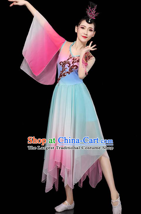 Chinese Group Dance Clothing Classical Dance Dress Traditional Umbrella Dance Performance Costume