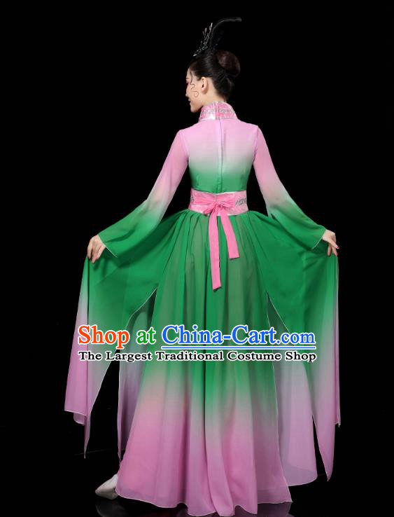 Chinese Umbrella Dance Clothing Classical Dance Green Dress Traditional Group Dance Performance Costume