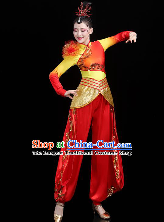 China Traditional Folk Dance Drum Dance Outfits New Year Yangko Dance Performance Clothing