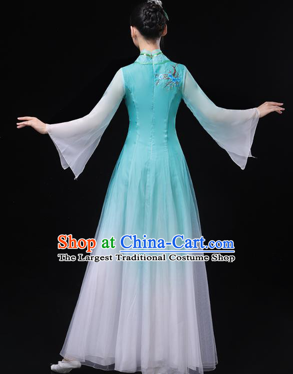 Chinese Classical Dance Blue Dress Traditional Goddess Group Dance Costume Umbrella Dance Clothing